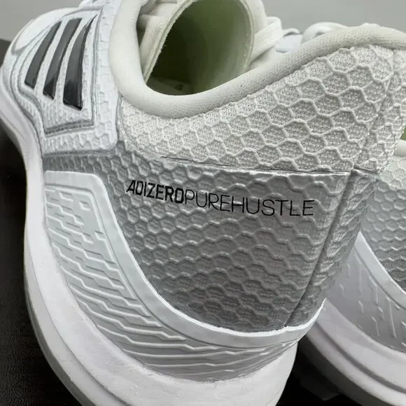 Adizero PureHustle 3 TPU Softball Cleats Adidas White Black Silver IG7137 Sz 9.5 - Picture 5 of 14